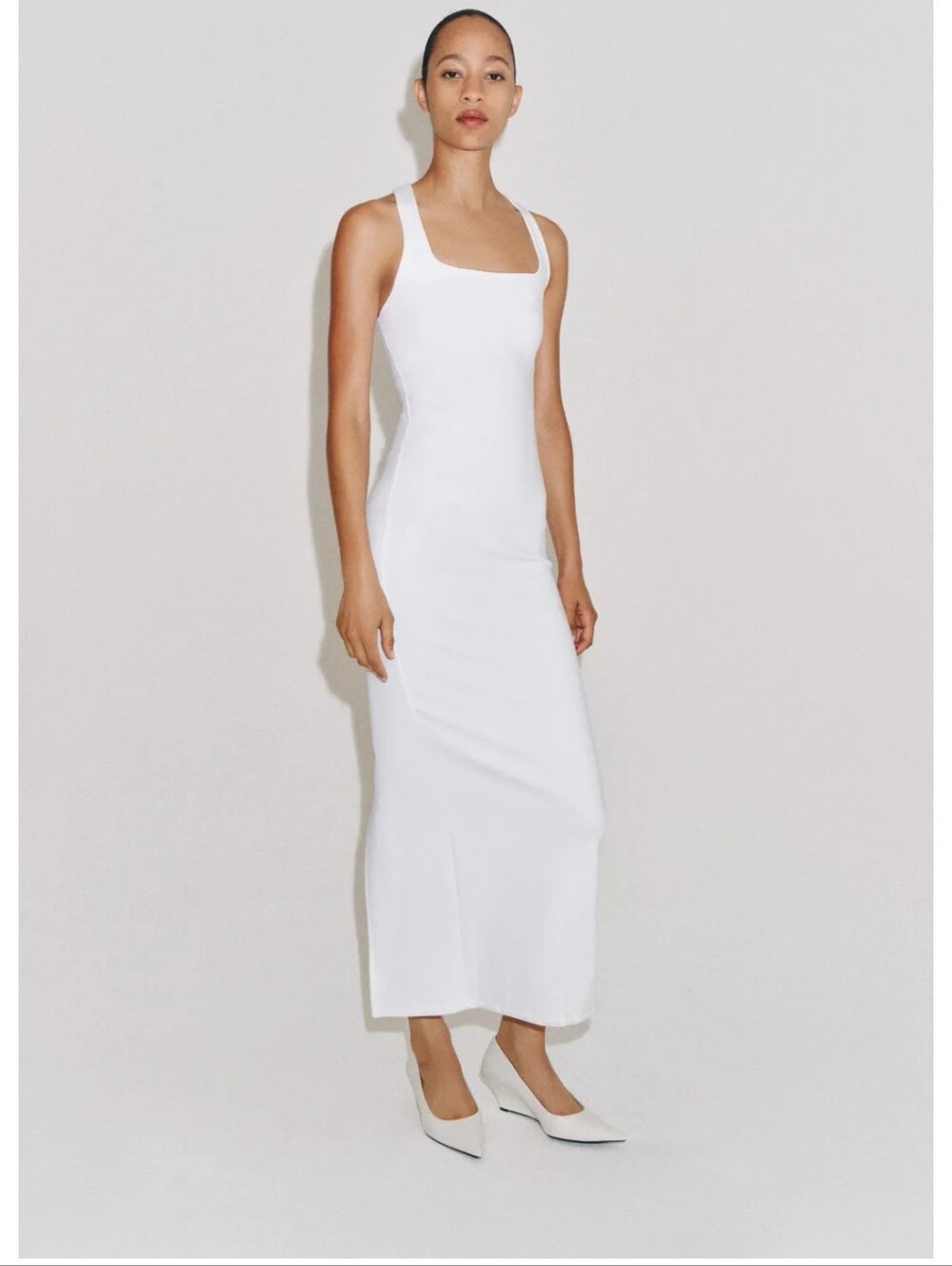 Zara White Racerback Maxi Dress